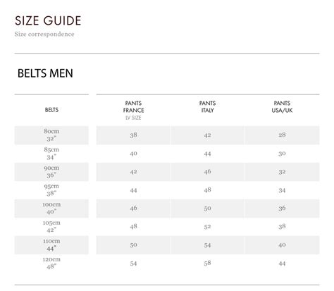 louis vuitton belt size guide.